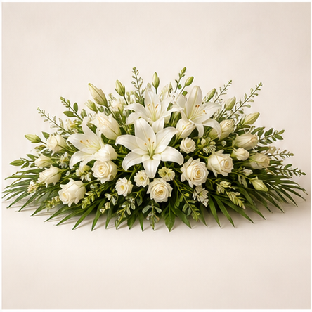 Imagem demonstrativa de arranjo floral baixo para velório